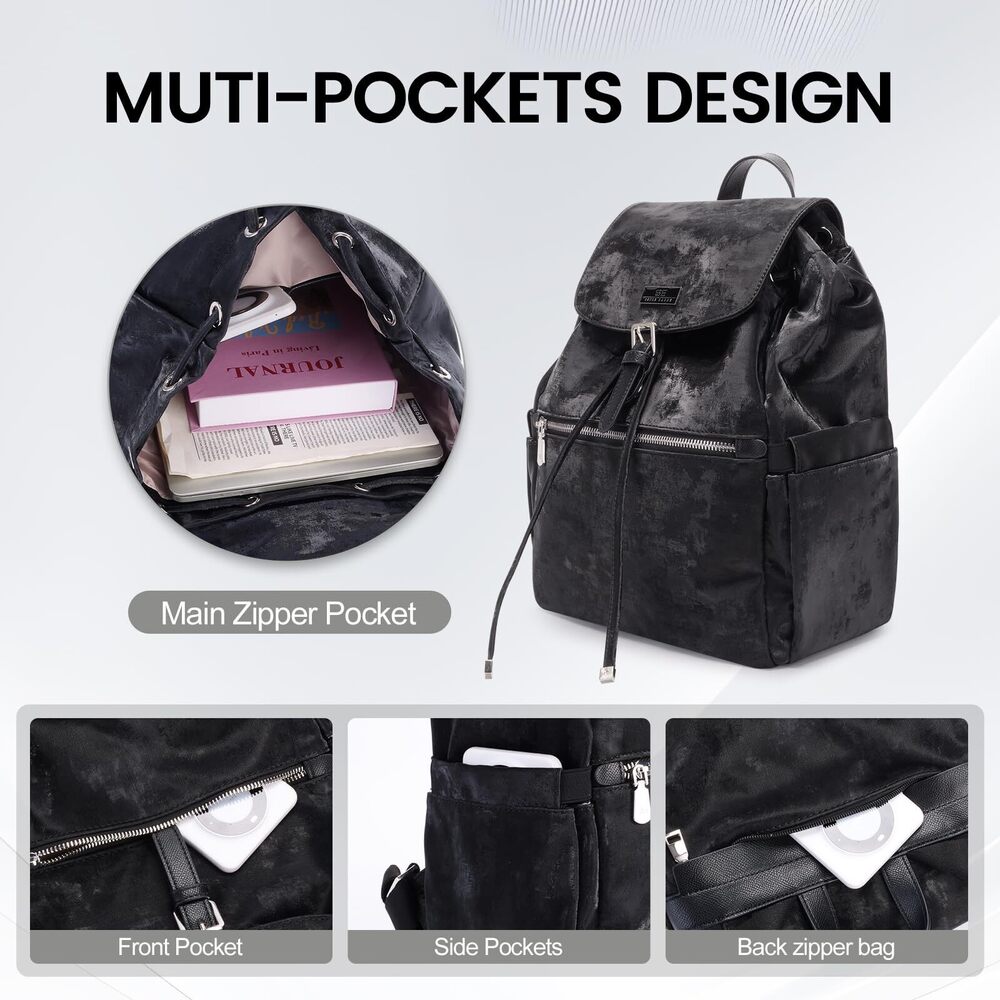 4835 Medium Backpack ,Waterproof Backpack Purses Daily Backpack 1217-Black - Picture 3 of 7